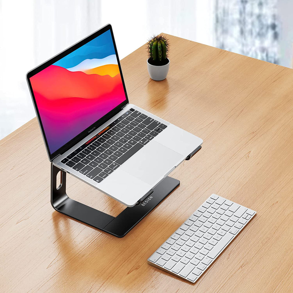 Detachable ergonomic aluminum laptop stand, compatible with Air, Pro, Dell, HP, Lenovo and other 10-15.6 inch laptops, black.