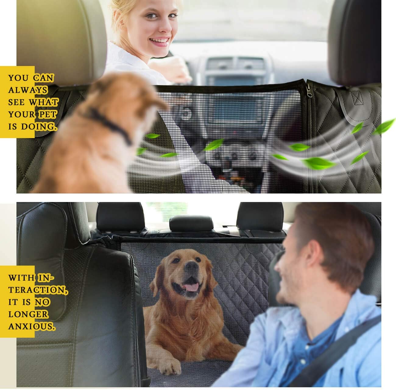 Waterproof Dog Car Seat Cover w/ Mesh Window