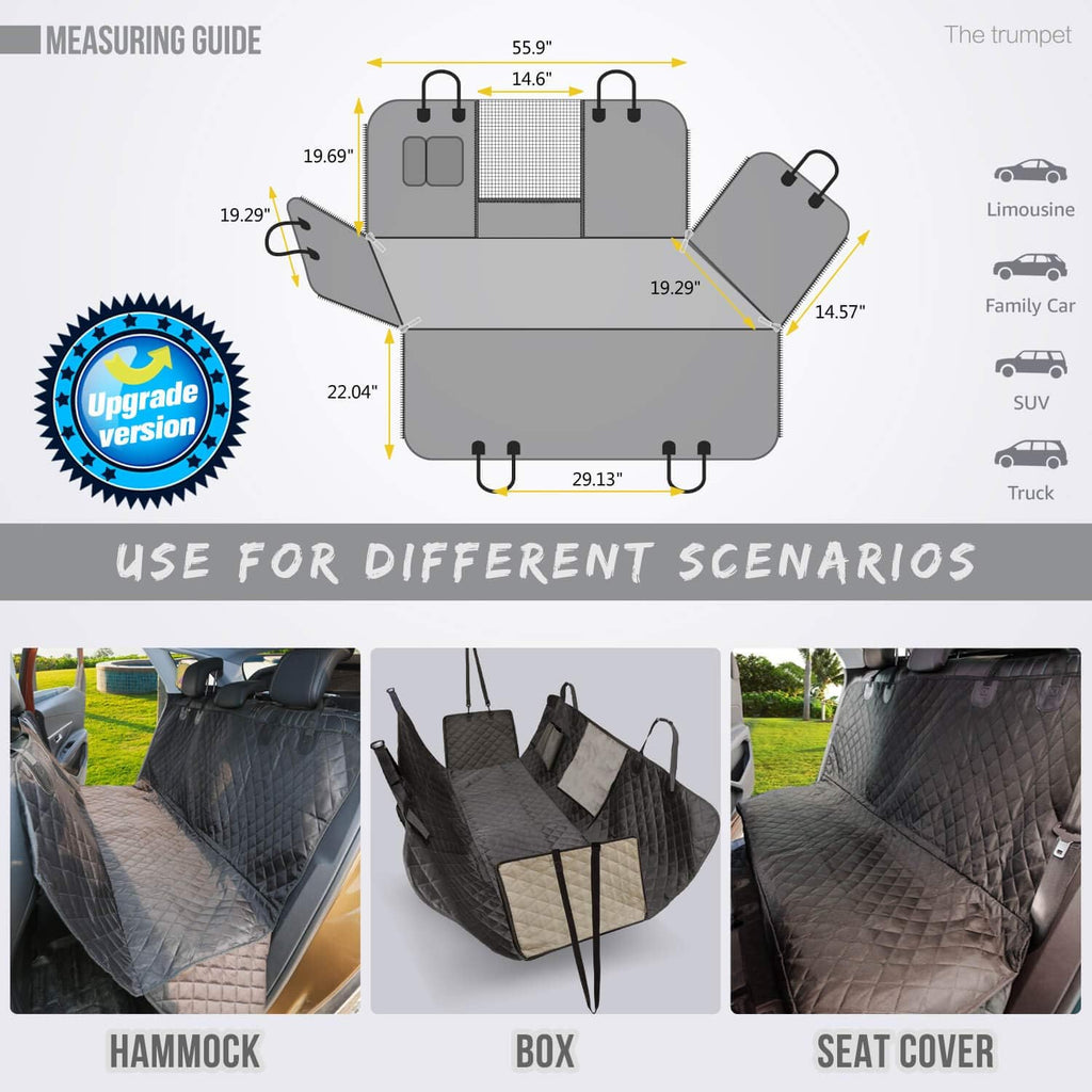 Waterproof Dog Car Seat Cover w/ Mesh Window